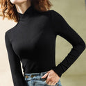 Lumina Wear Victoria elegant mock neck top with streamlined fit, featuring smooth fabric and stylish design.