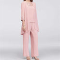 Victoria Lumina Wear elegant spring three-piece pant set with versatile style, featuring flowing fabrics and coordinated design.