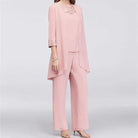 Elegant spring three-piece pant set by Lumina Wear featuring stylish tops and pants in a versatile, sophisticated design.