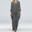 Victoria Lumina Wear elegant spring three-piece pant set featuring versatile style and lightweight fabric, perfect for casual or dressy occasions.
