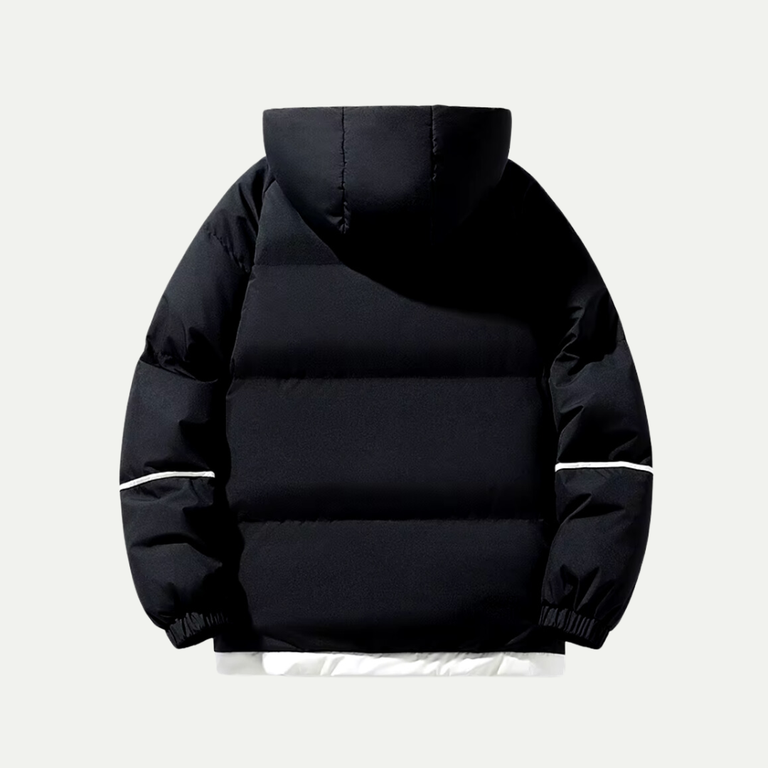 Victoria insulated hooded puffer parka by Lumina Wear, relaxed fit, quilted design, with a hood and cozy insulation.