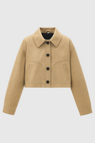 Victoria retro-inspired short jacket by Lumina Wear with button closure, featuring a stylish, vintage design and tailored fit.