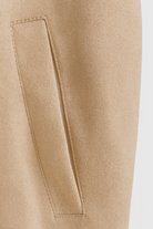 Victoria beige bomber jacket with stand collar by Lumina Wear, stylish outerwear with a sleek fit and modern design.