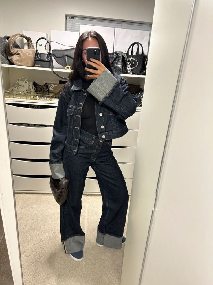Lumina Wear Victoria women's tailored cropped jacket and pants set with modern silhouette, stylish and coordinated outfit.