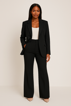 Victoria Lumina Wear tailored fit pants suit set featuring modern elegance, with a sleek blazer and matching trousers.