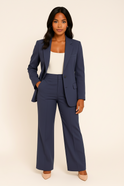 Victoria Lumina Wear tailored fit pants suit set featuring sleek trousers and a matching blazer, perfect for modern elegant style.