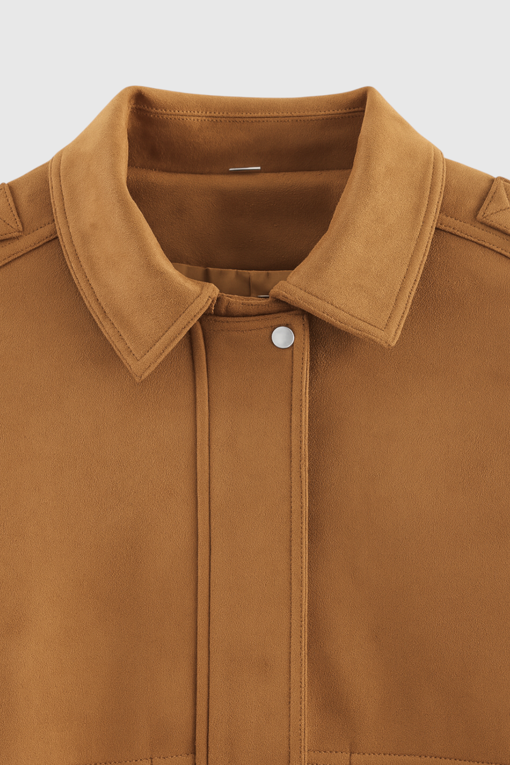 Trendy brown suede bomber jacket from Lumina Wear featuring a stylish design and timeless appeal.