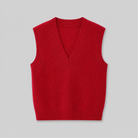 Lightweight ribbed V-neck knit vest in relaxed fit by Lumina Wear, shown in the Zaneta product image.