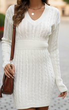 Luna | Cable Knit V-Neck Sweater Dress – Lumina Vancouver - Lumina Vancouver