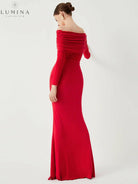 Black Abriella off-shoulder mesh maxi dress by Lumina Vancouver, featuring overfold design, perfect for autumn occasions.