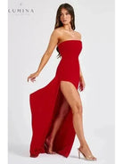 Black Ailiana Radiance Split Dress by Lumina Vancouver, featuring a stylish design with split sides and elegant fit.