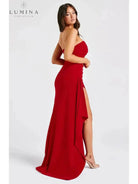 Black Ailiana Radiance Split Dress by Lumina Vancouver featuring a stylish split design and elegant fit, size 8-10.