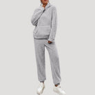 Blue Lumina Wear Alexa cozy hooded two-piece lounge set, featuring a flattering fit and comfortable loungewear style.