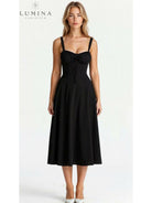 Yellow Alina waist dress by Lumina Vancouver, elegant and chic wedding guest dress with flattering fit, perfect for special occasions.