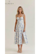 Yellow Alina waist dress by Lumina Vancouver, elegant and chic wedding guest dress with a flattering fit, perfect for special occasions.