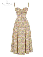 Yellow Alina waist dress by Lumina Vancouver, elegant and chic wedding guest dress with a flattering fit and stylish design.