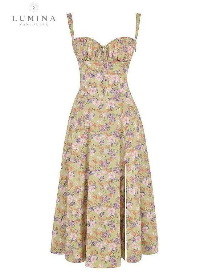 Yellow Alina waist dress by Lumina Vancouver, elegant and chic wedding guest dress with a flattering fit and stylish design.