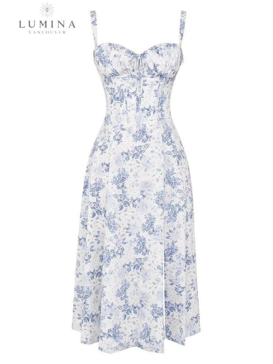Yellow Alina waist dress by Lumina Vancouver, elegant and flattering wedding guest dress styled for sophistication.