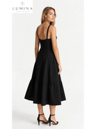 Yellow Alina waist dress by Lumina Vancouver, elegant and flattering wedding guest dress with chic style and comfortable fit.