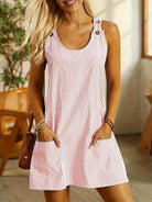 Blue Allison™ sleeveless striped dress from Lumina Vancouver featuring a casual, stylish design perfect for warm weather.