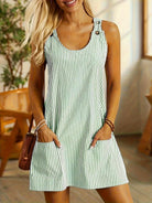 Blue Allison™ sleeveless striped dress by Lumina Vancouver, featuring a stylish pattern and relaxed fit.