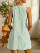 Blue Allison™ sleeveless striped dress by Lumina Vancouver, featuring a casual fit and stylish design.