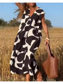 Black Alvina Relaxed Abstract Dress by Lumina Wear, casual fit with abstract pattern, perfect for stylish everyday wear.