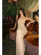 Girls' Amalia Shimmer Fishtail Maxi Dress by Lumina Vancouver, featuring a glittery design perfect for girls' night out.