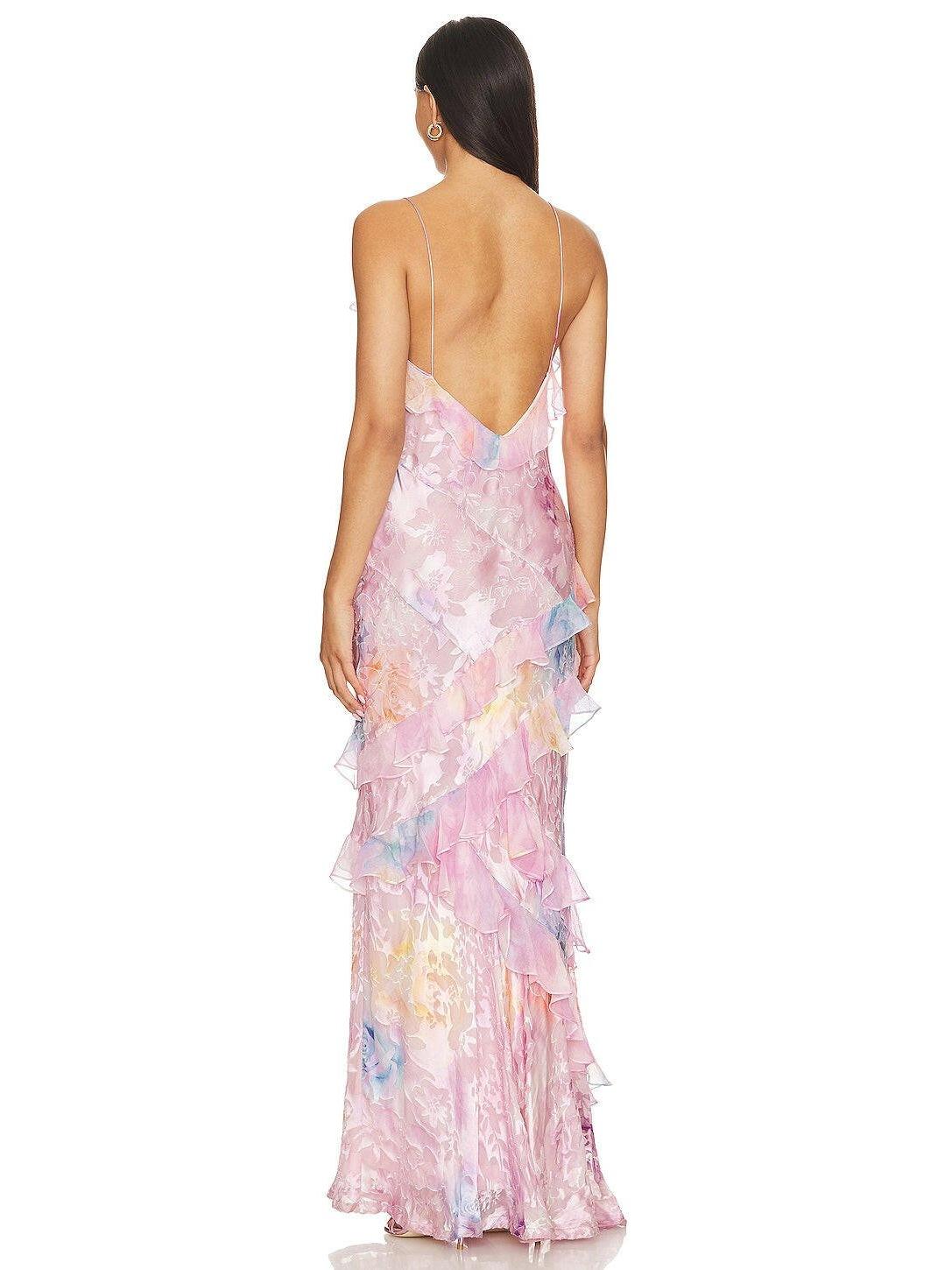 Pink lightweight sleeveless maxi dress by Lumina Wear, shown on a model, perfect for warm weather and casual occasions.