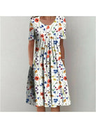 Red floral Violette Classic Printed Dress by Lumina Vancouver, featuring a stylish design and comfortable fit.