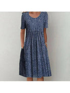 Red floral printed dress called Violette by Lumina Vancouver, featuring a classic design and elegant fit.
