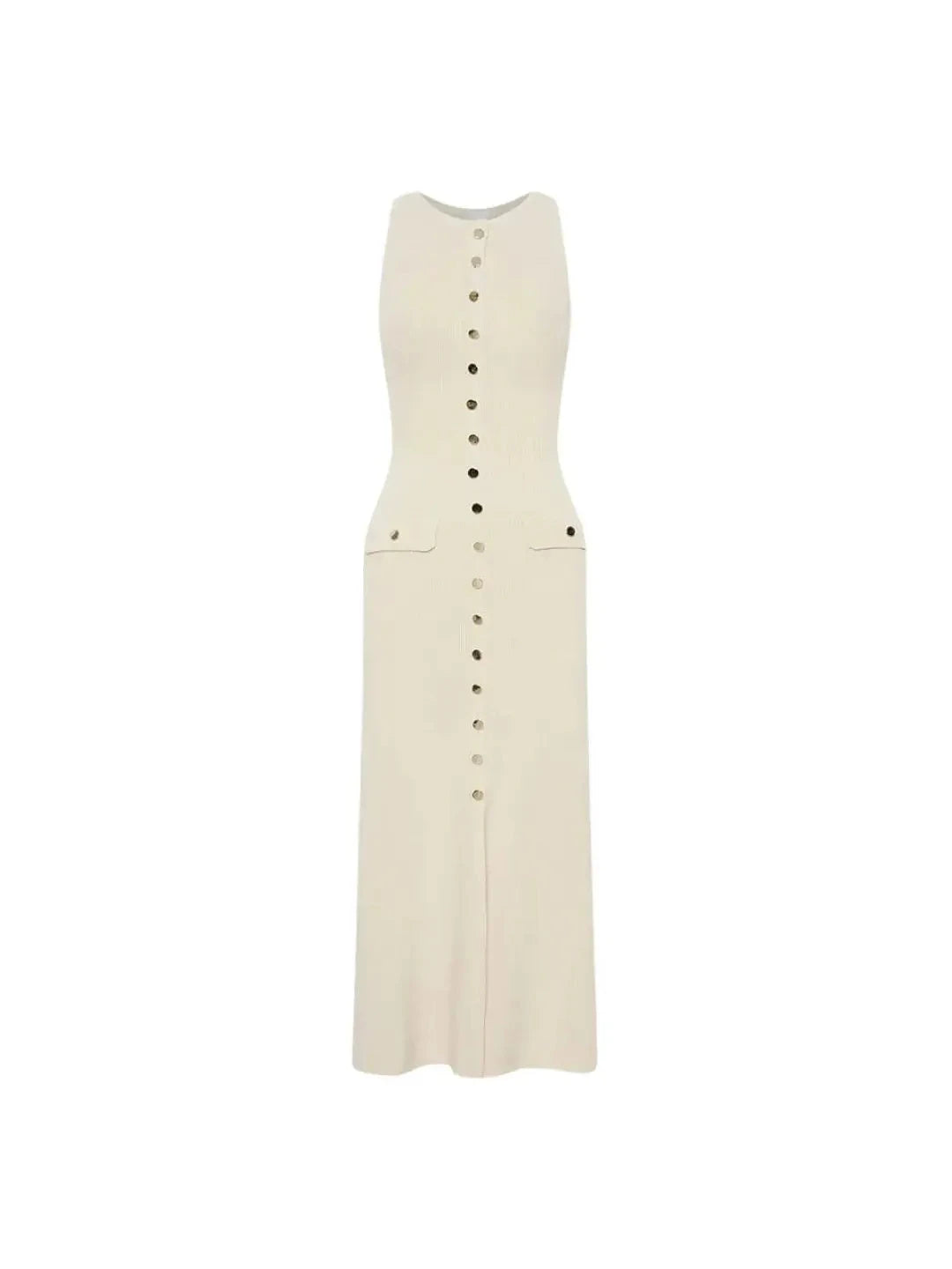 Beige Amaris Maxi Dress by Lumina Vancouver styled for autumn, featuring flowing fabric and elegant design.