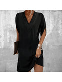 Lumina Wear Amelia elegant tummy-covering dress in military green, stylish and comfortable for casual or formal wear.