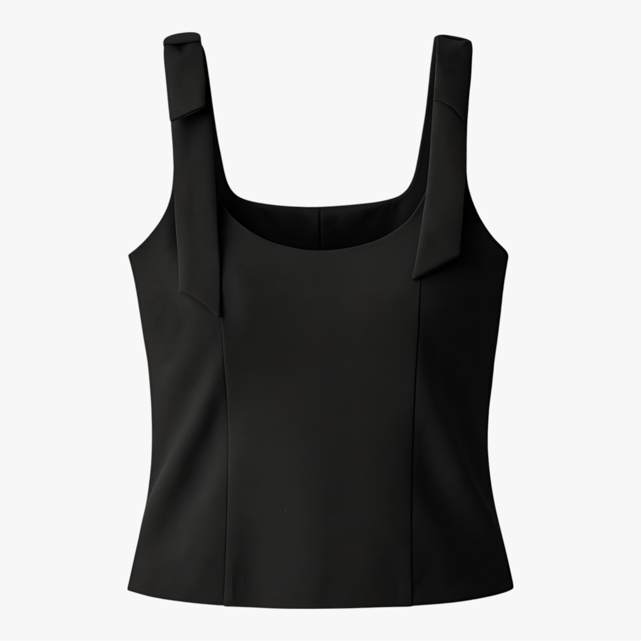 Black Lumina Wear Amelie camisole with elegant bow detail and zipper closure, shown on a white background.