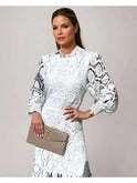 Apricot French lace dress by Lumina Wear, Amélie style, featuring intricate lace details and a flattering fit.