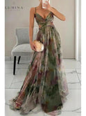 Orange Amelie maxi evening dress by Lumina Wear, featuring elegant flowy fabric and a stylish design for wedding guests.