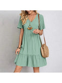 Brown Amy casual summer dress by Lumina Wear, lightweight fabric, sleeveless design, perfect for warm weather.