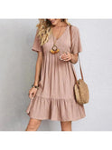 Brown Amy casual summer dress by Lumina Wear, lightweight fabric, sleeveless design, perfect for warm weather.