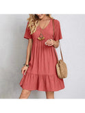 Brown Amy casual summer dress by Lumina Wear featuring lightweight fabric and a relaxed fit, perfect for warm weather.