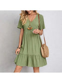 Brown Amy casual summer dress by Lumina Wear with a relaxed fit, perfect for warm weather and casual occasions.