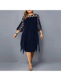 Purple plus size midi dress by Lumina Wear, featuring a flattering fit and stylish design for women.