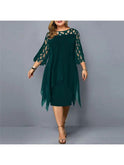 Purple Annika plus size midi dress by Lumina Wear featuring a flowing silhouette and elegant design for women.