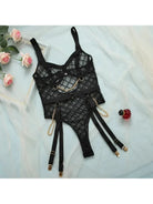 Lumina Vancouver Tellervo Bodysuit, form-fitting black bodysuit with sleek design, shown on a model.