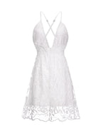 Women's Spaghetti Strap Dress - Deep V-Neck - Floral Embroidery - A-Line Silhouette by Lumina Vancouver