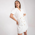 Apricot mini blazer dress by Lumina Wear featuring tailored fit and stylish design, worn by Aria Valentina Hale.