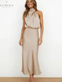 Black Ashley cocktail dress by Lumina Wear, evening dress with elegant design, perfect for wedding guests and special occasions.