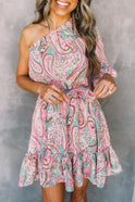 Pink Astra One-Shoulder Mini Dress by Lumina Wear, showcasing a stylish fitted dress with a single shoulder design.
