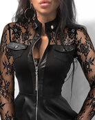 Black faux leather mini dress by Lumina Vancouver, featuring a fitted silhouette and stylish design.