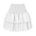 Aurelie Playful Ruffle Bohemian Skirt by Lumina Wear featuring vibrant print, ruffled hem, dark pink color, perfect for casual wear.