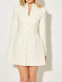 Lumina Wear Aurora coat dress with statement bow collar, white color, XS size, stylish and elegant outerwear for women.